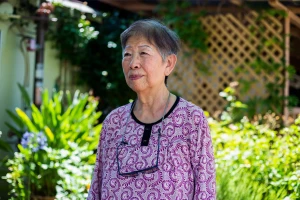 Jeanny Leung is photographed outside of Praise Care Home in Sacramento on Thursday, June 23, 2022. Photo by Nina Riggio for CalMatters