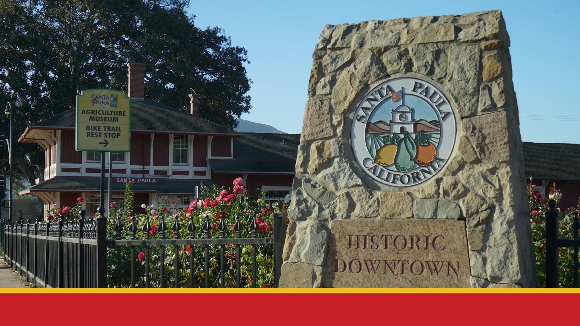 City of Santa Paula logo on sign near historic downtown