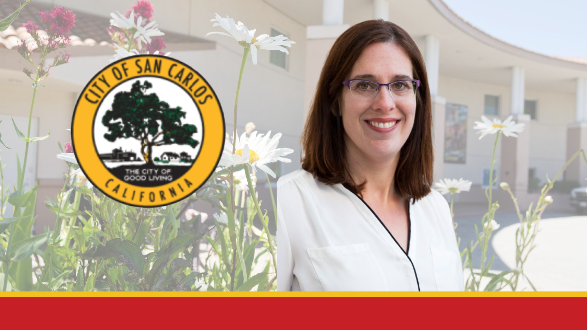 City of San Carlos logo and headshot of Kathy Kleinbaum